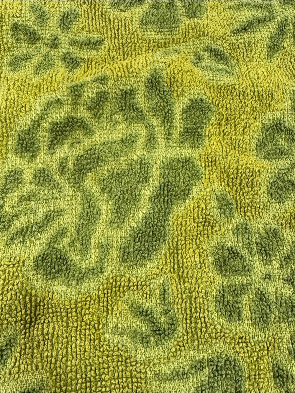 Vintage Fashion Manor Floral Green Terry Cloth Washcloth Retro